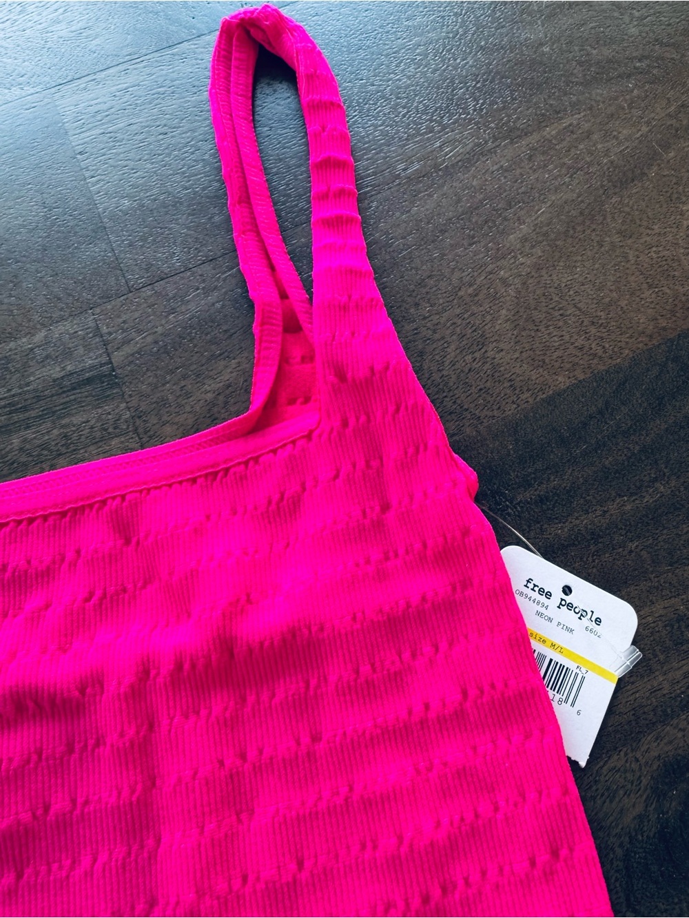 Free People Neon Pink Cropped Ribbed Tank - Picture 2 of 2